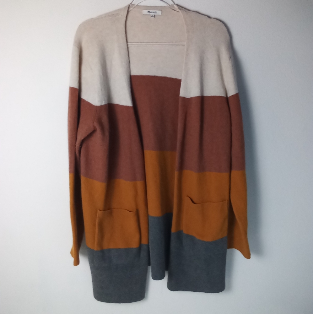 Madewell Kent Colorblock Open Front Cardigan Wool Alpaca Size L
